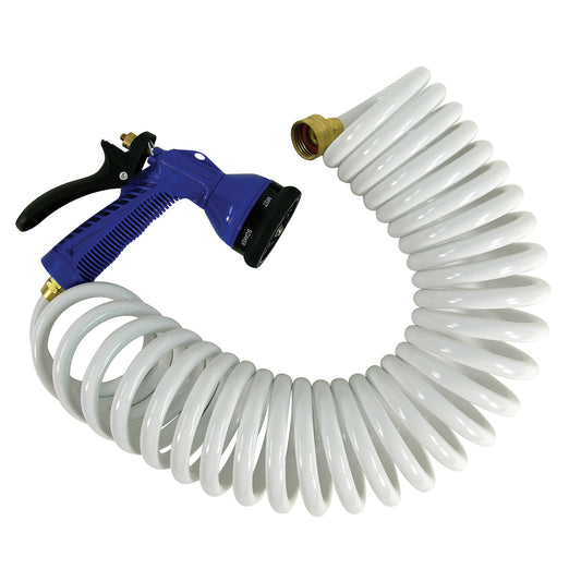 Whitecap 50 White Coiled Hose w/Adjustable Nozzle [P-0442]