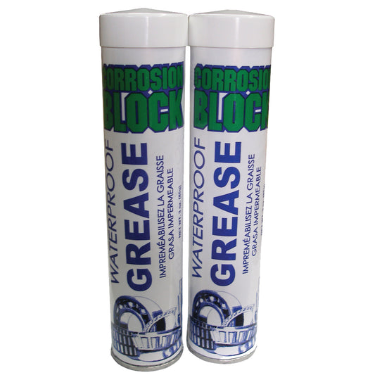 Corrosion Block High Performance Waterproof Grease - (2) 3oz Cartridges - Non-Hazmat, Non-Flammable  Non-Toxic [25003]