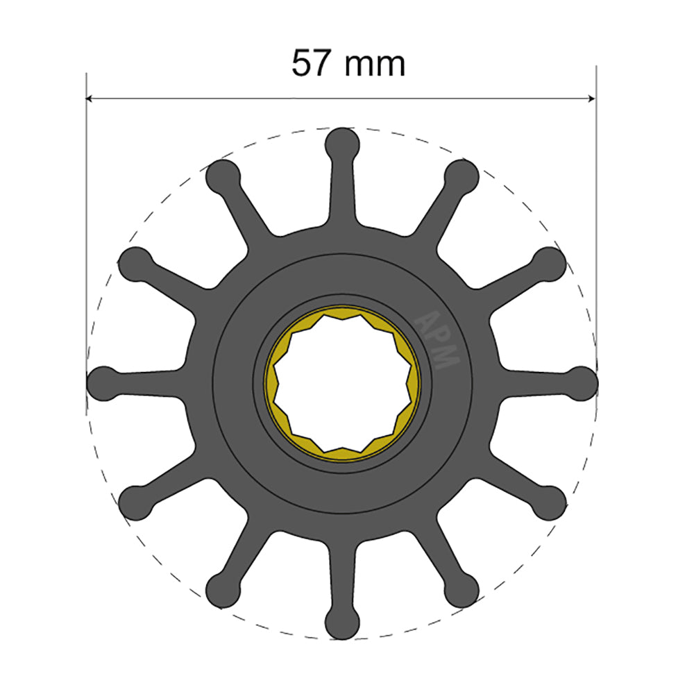 Albin Group Premium Impeller Kit 57 x 16 x 48.2mm - 12 Blade - Spline Insert [06-01-014]