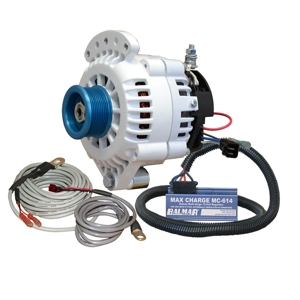 Balmar Alternator 120 AMP Kit 12V 1-2" Single Foot Spindle Mount J10 Pulley Regulator  Temp Sensor [621-VUP-MC-120-J10]