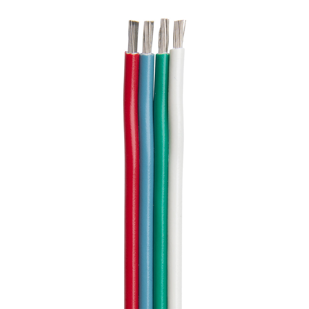 Ancor Flat Ribbon Bonded RGB Cable 18/4 AWG - Red, Light Blue, Green  White - 1000