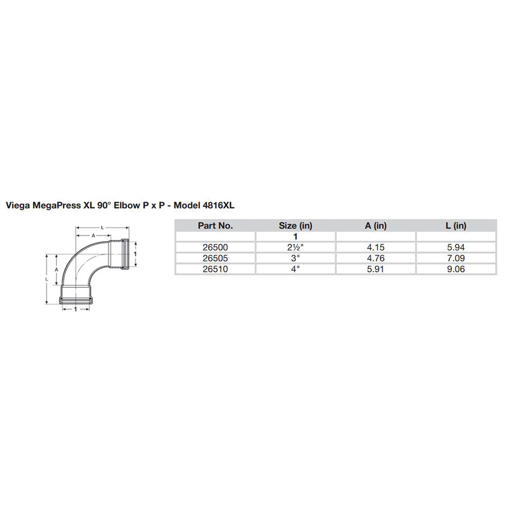 Viega MegaPress 3" 90 Carbon Steel Elbow w/FKM - Double Press Connection - Smart Connect Technology [26505]