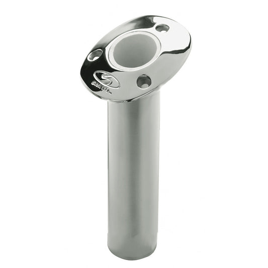 C.E. Smith Flush Mount Rod Holder - 15 Degree  9" Depth - Stainless Steel - Cast Gimbal - White Vinyl Liner