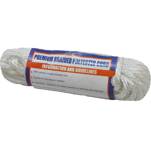 Sea-Dog Solid Braid Polyester Cord Hank - 3/16" x 50 - White [303305050-1]