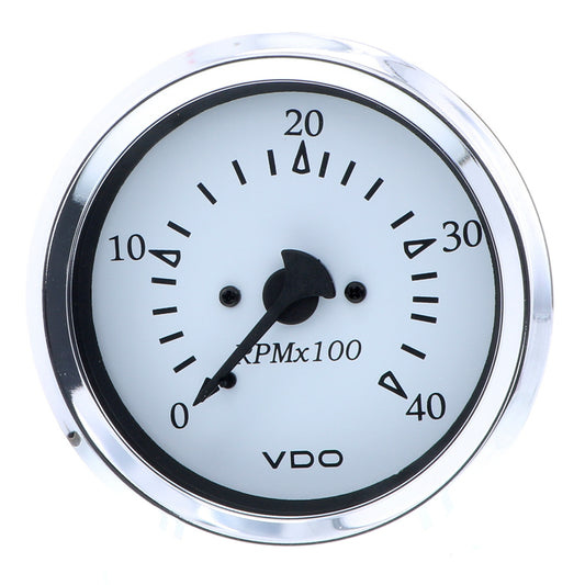 VDO Cockpit Marine 85MM (3-3/8") Diesel Tachometer - 4000 RPM - White Dial/Chrome Bezel [333-15273]