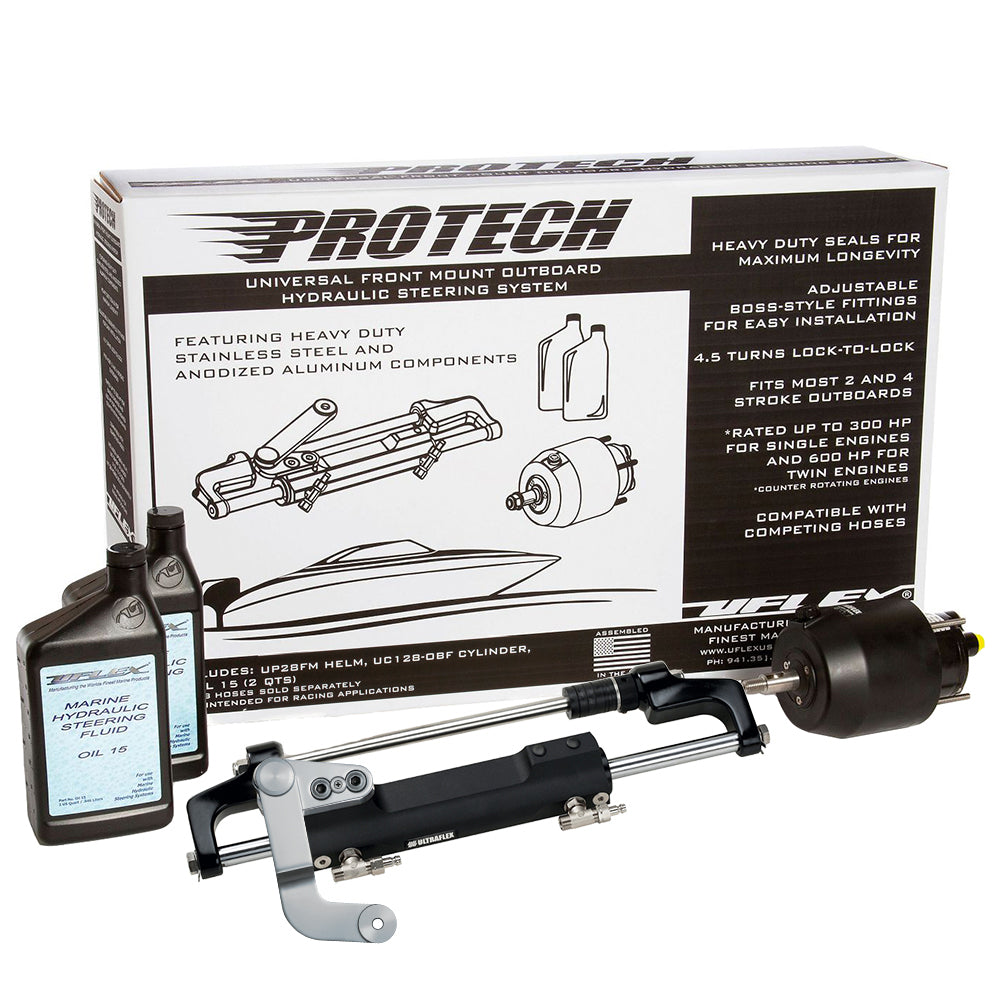 Uflex PROTECH 3.1 Front Mount OB Hydraulic System - Includes UP28 FM Helm, Oil  UC128-TS/3 Cylinder - No Hoses