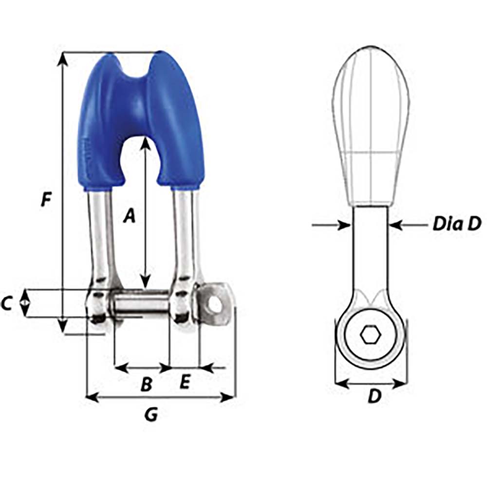 Wichard Thimble Shackle - Captive Pin - Diameter 10mm - 13/32" [01495]
