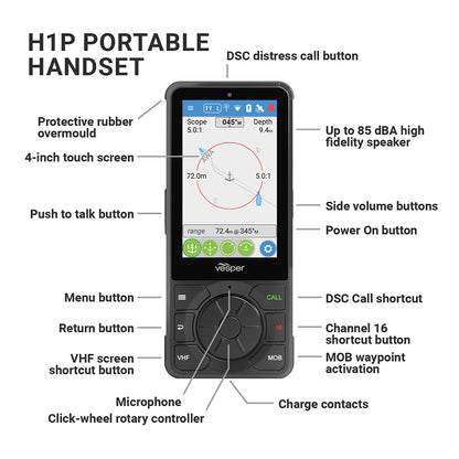 Vesper Cortex H1P Portable/Wireless/Rechargeable Handset w/Charging Cradle [010-02816-10] | Accessories by Vesper 