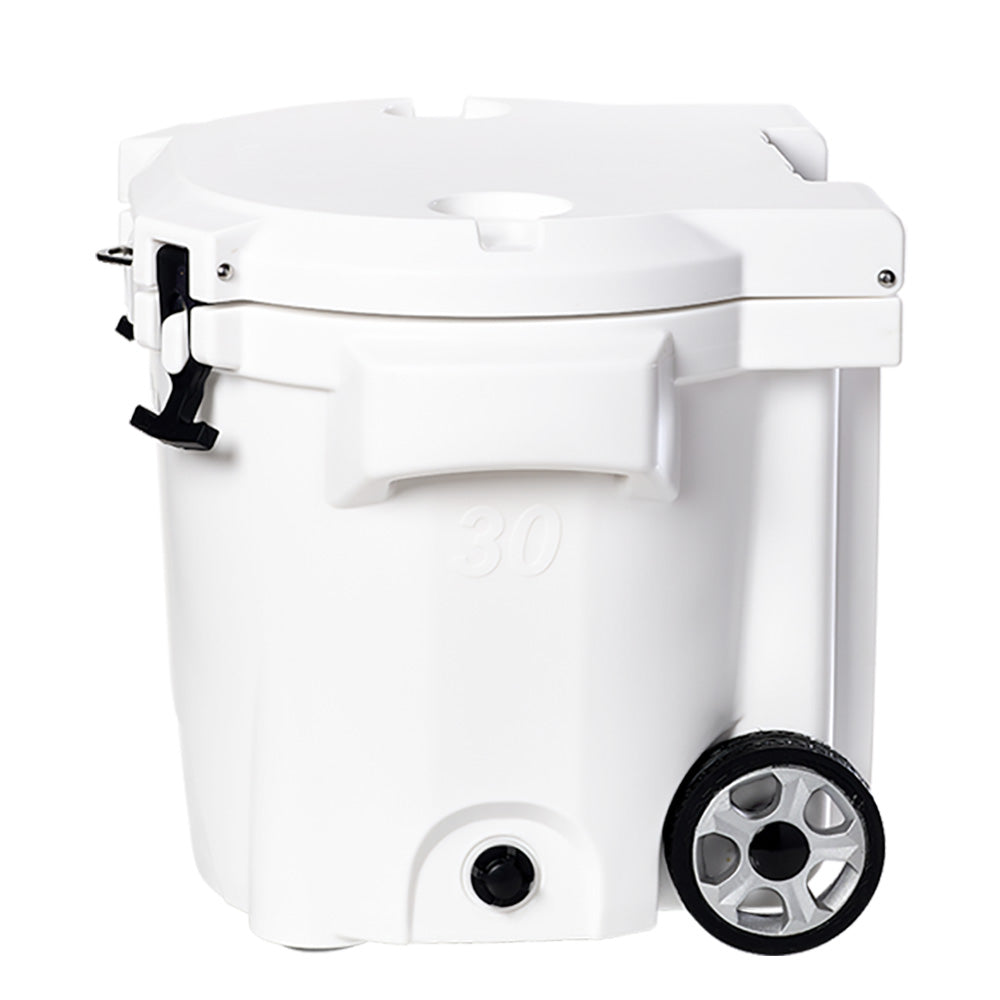 LAKA Coolers 30 Qt Cooler w/Telescoping Handle  Wheels - White [1079]