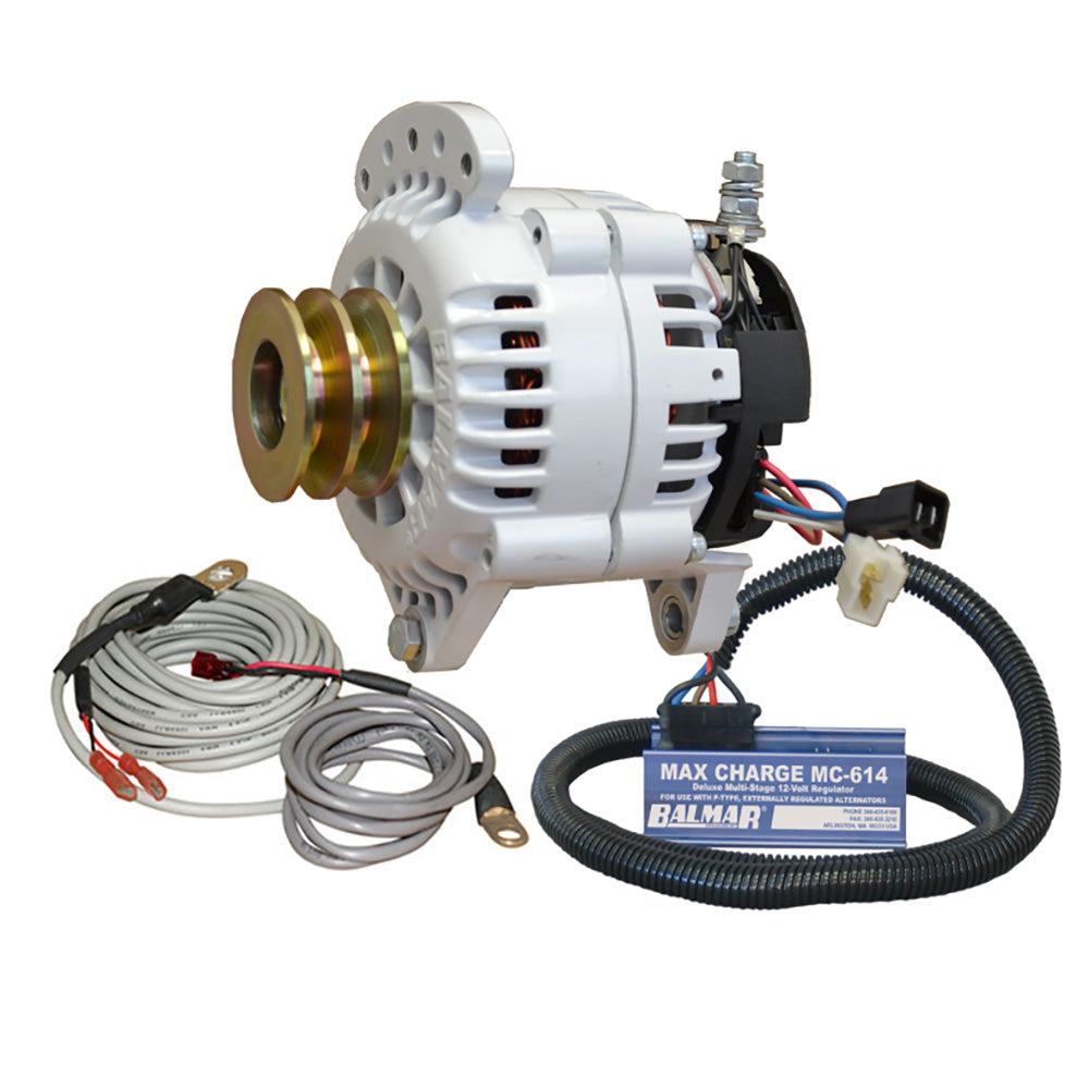 Balmar Alternator 120 AMP Kit 12V 3.15" Dual Foot Saddle Dual Vee Pulley Regulator  Temp Sensor [60-YP-MC-120-DV]