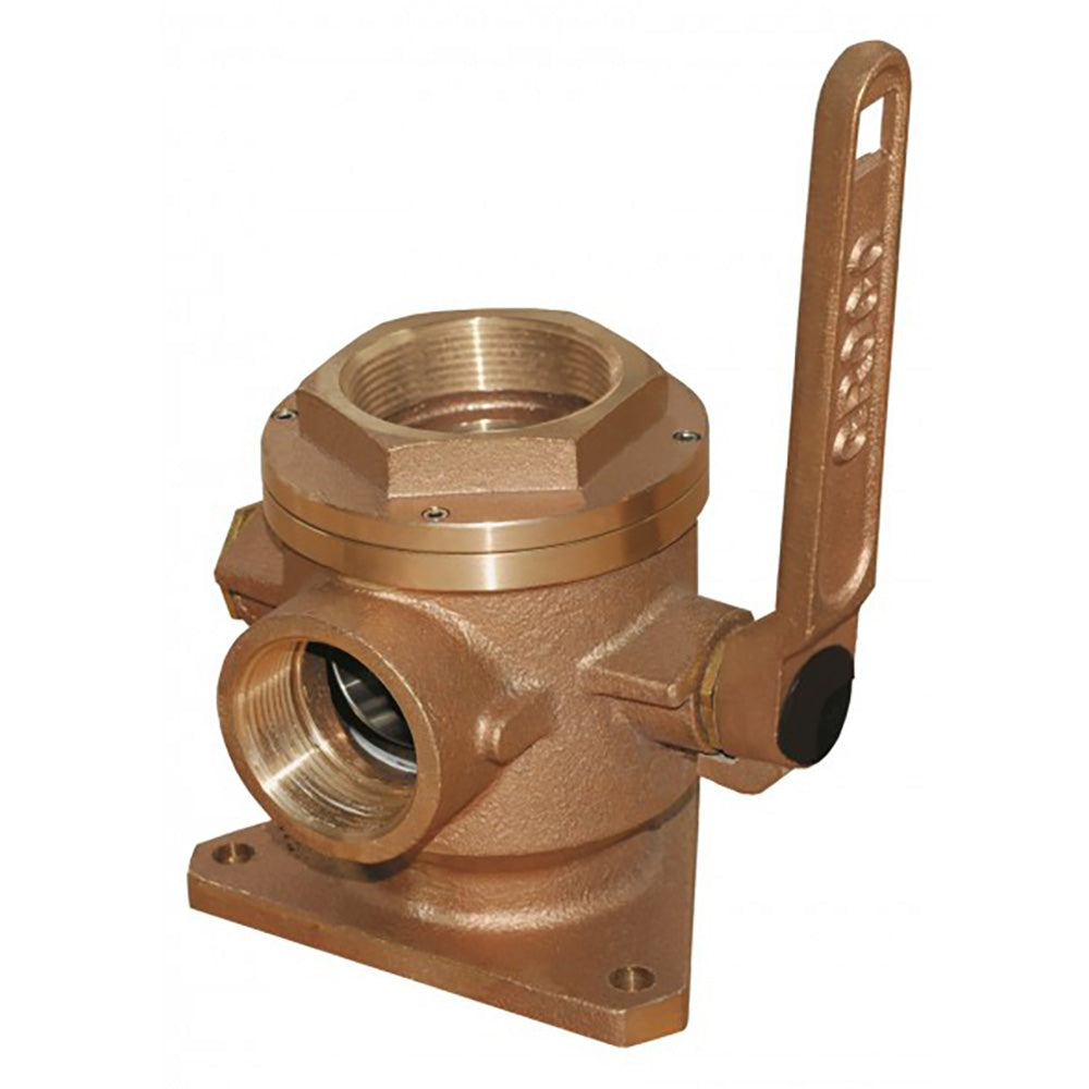 GROCO 4" Bronze Flanged Seacock  Adaptor w/3" NPT Side Port [SBV-4000-P]