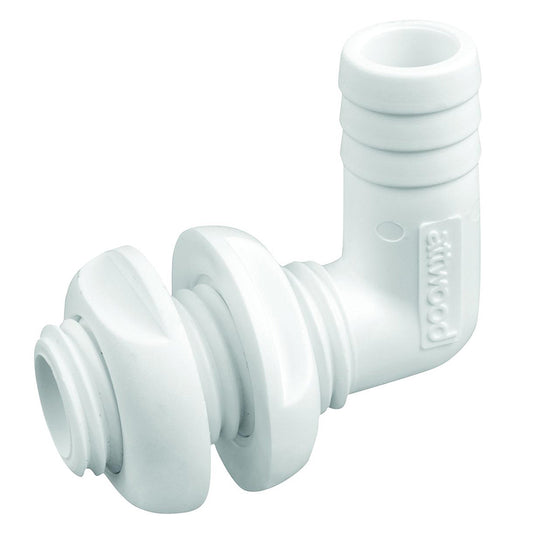 Attwood White Plastic 90 Degree Thru-Hull Connector - 3/4" Inner Diameter [3877-3]