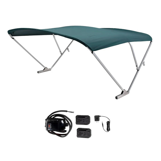 SureShade Battery Powered Bimini - Clear Anodized Frame  Green Fabric [2021133098]